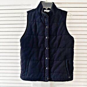 Vintage Charter Club Womens Vest Black Quilted Fleece Puffer Zip Snaps Pockets M